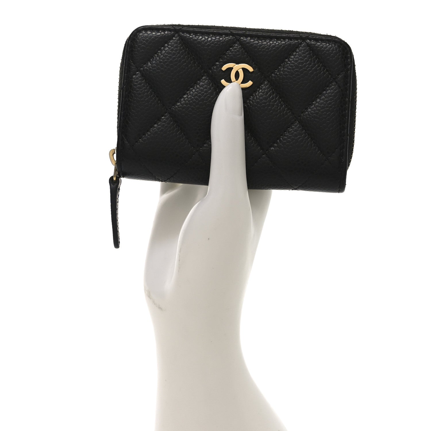Chanel Caviar Quilted Zip Coin Purse Black 2 of 8