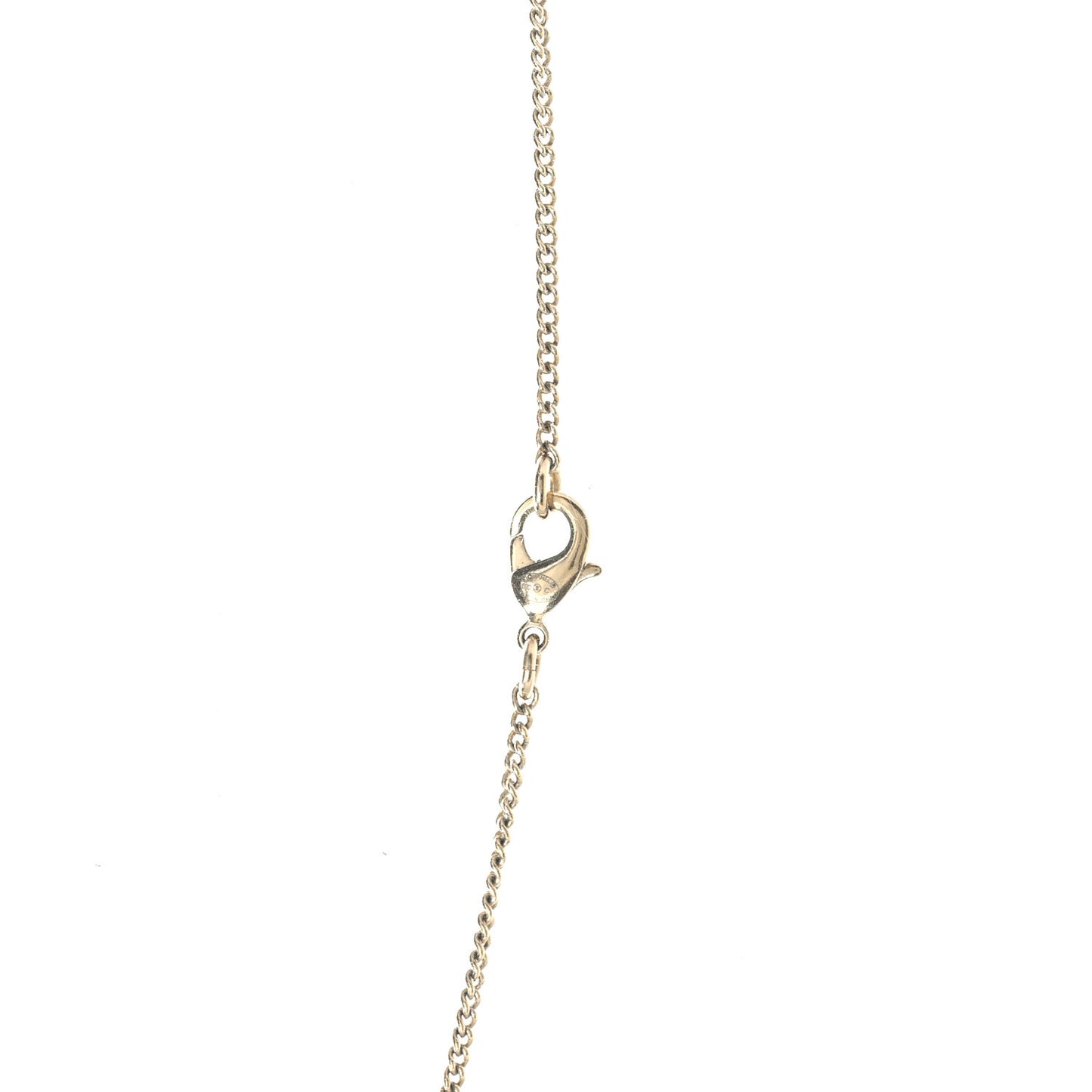 Pearl Crystal CC Pendant Necklace Gold