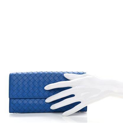 Bottega Veneta Nappa Intrecciato Continental Flap Wallet Blue 2 of 9