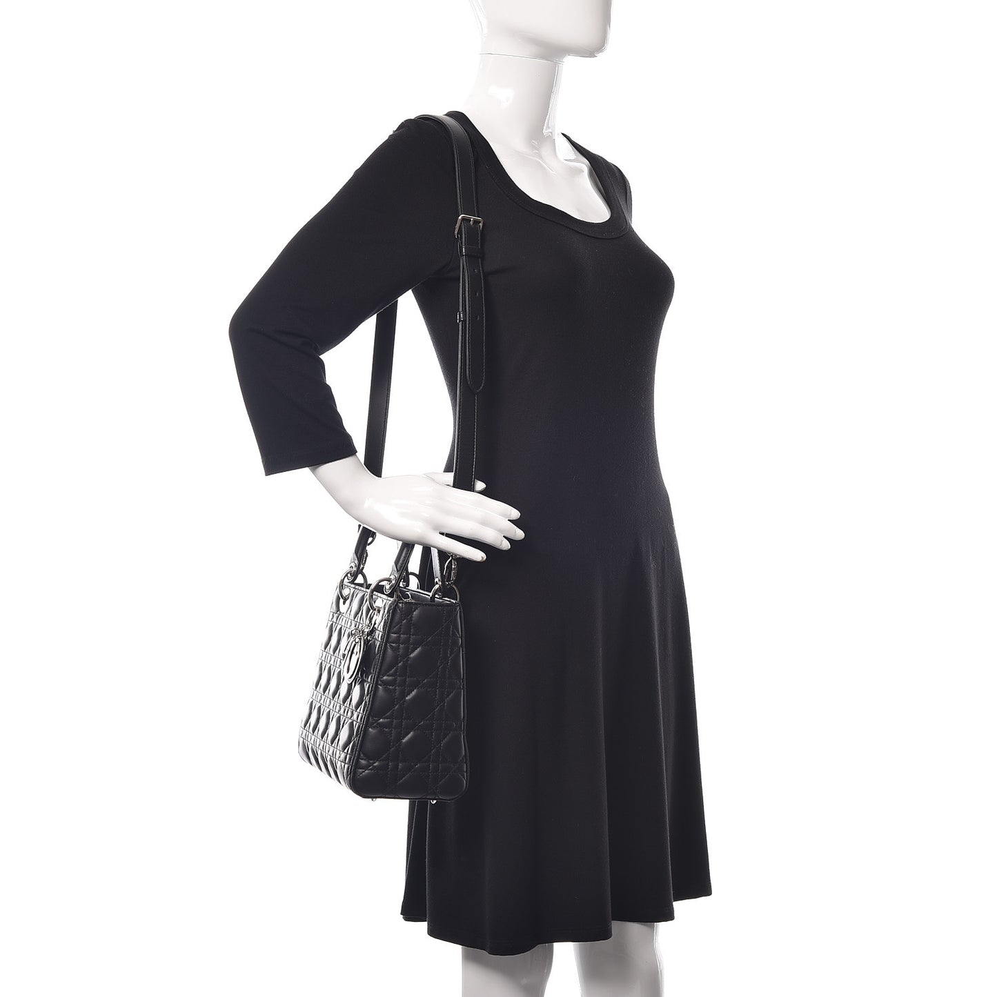 Lambskin Cannage Medium Lady Dior Black