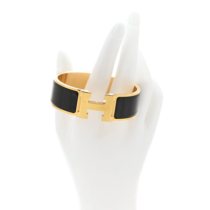 Hermes Enamel Clic Clac H Bracelet Wide GM Black 2 of 5