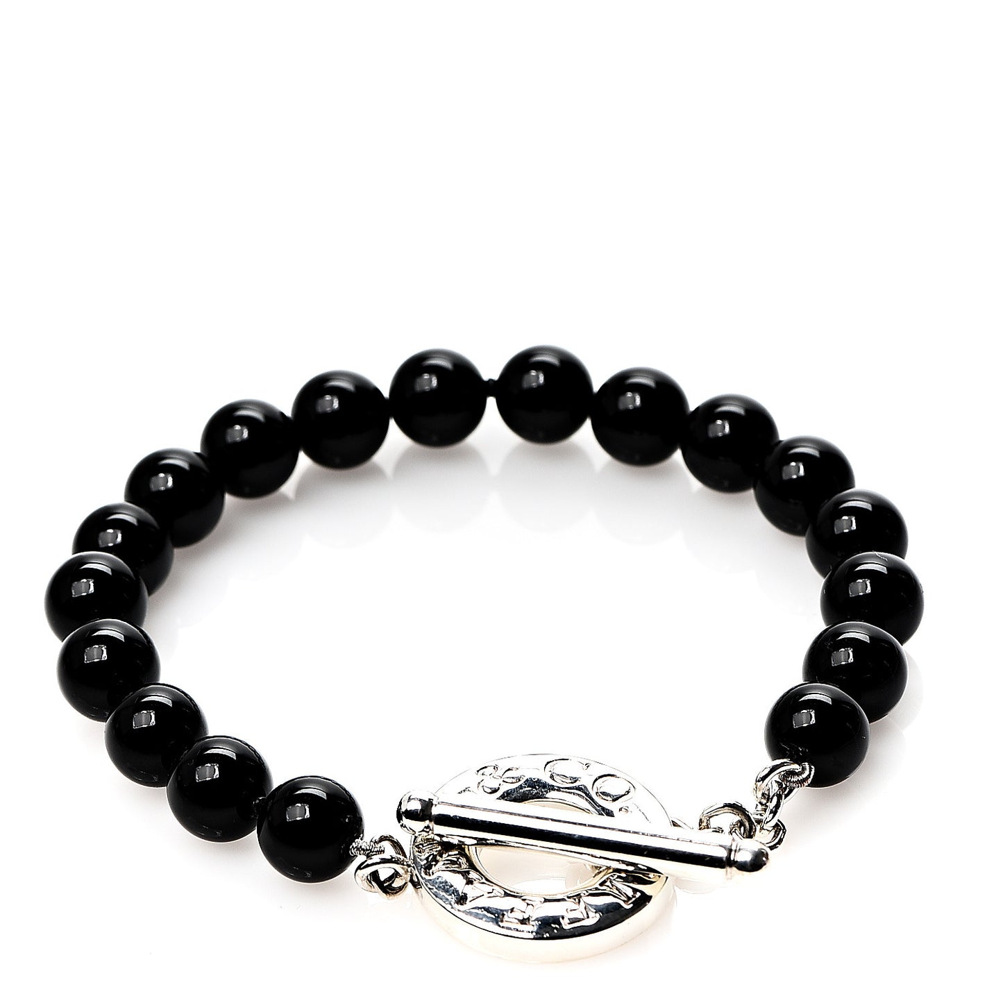 Sterling Silver Black Onyx Bead Toggle Bracelet