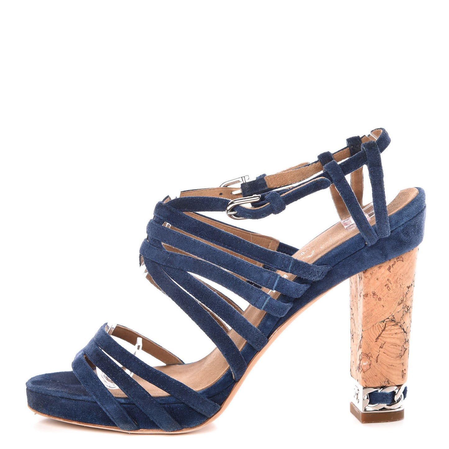 Suede Cork Sandals 37 Dark Blue
