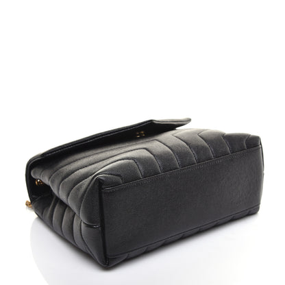 Saint Laurent Grain de Poudre Calfskin Y Quilted Monogram Small Loulou Chain Satchel Black 4 of 8