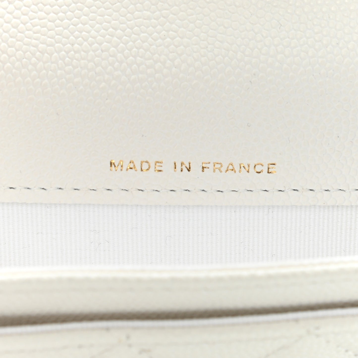 Caviar Quilted Flap Card Holder Wallet White