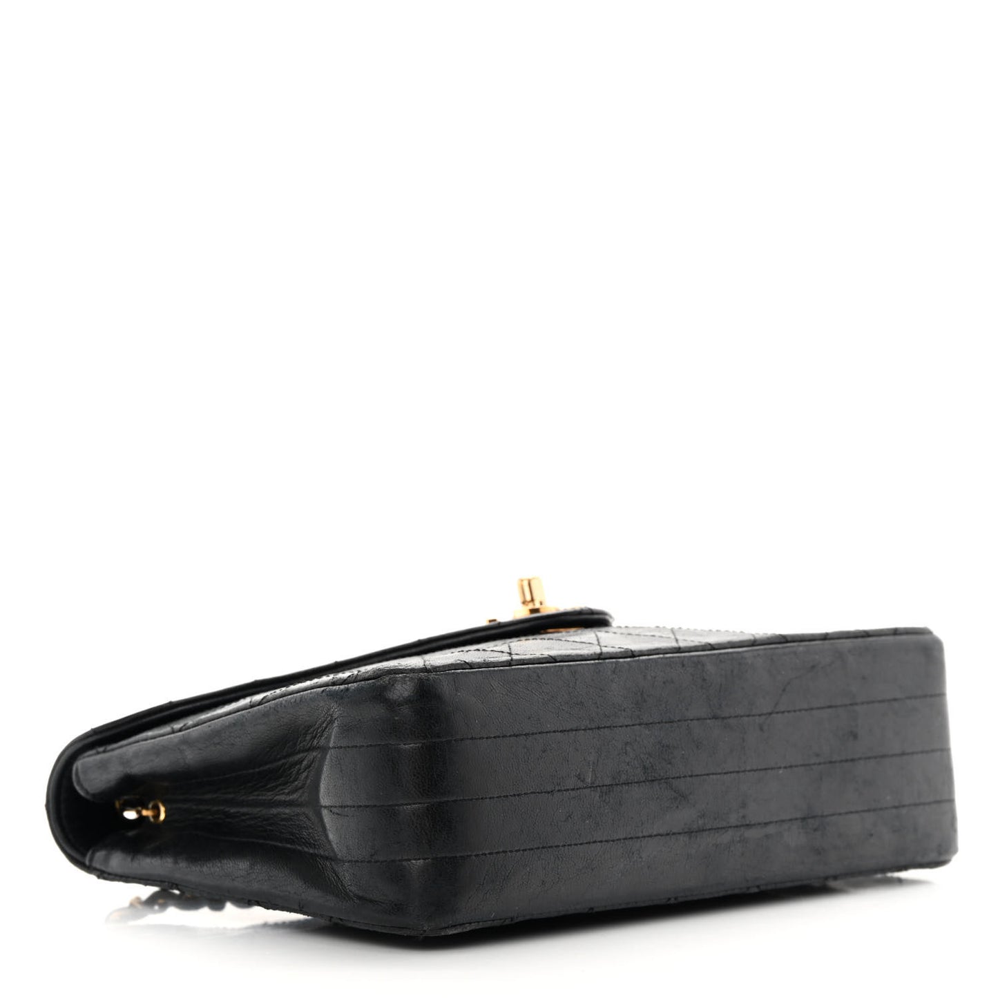 Lambskin Diamond Stitch Envelope Single Flap Black
