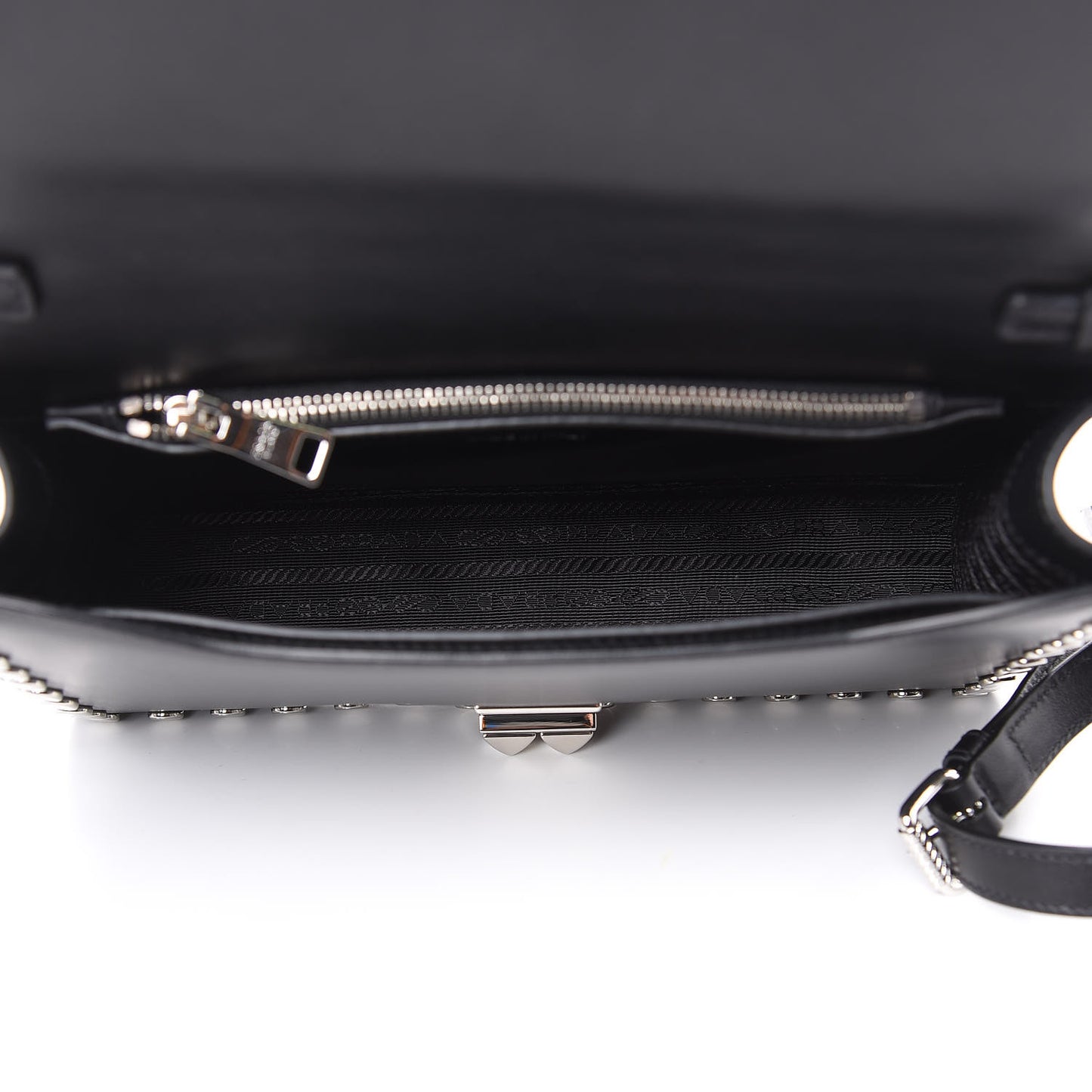 City Calfskin Orchid Print Studded Elektra Shoulder Bag Fuoco Black