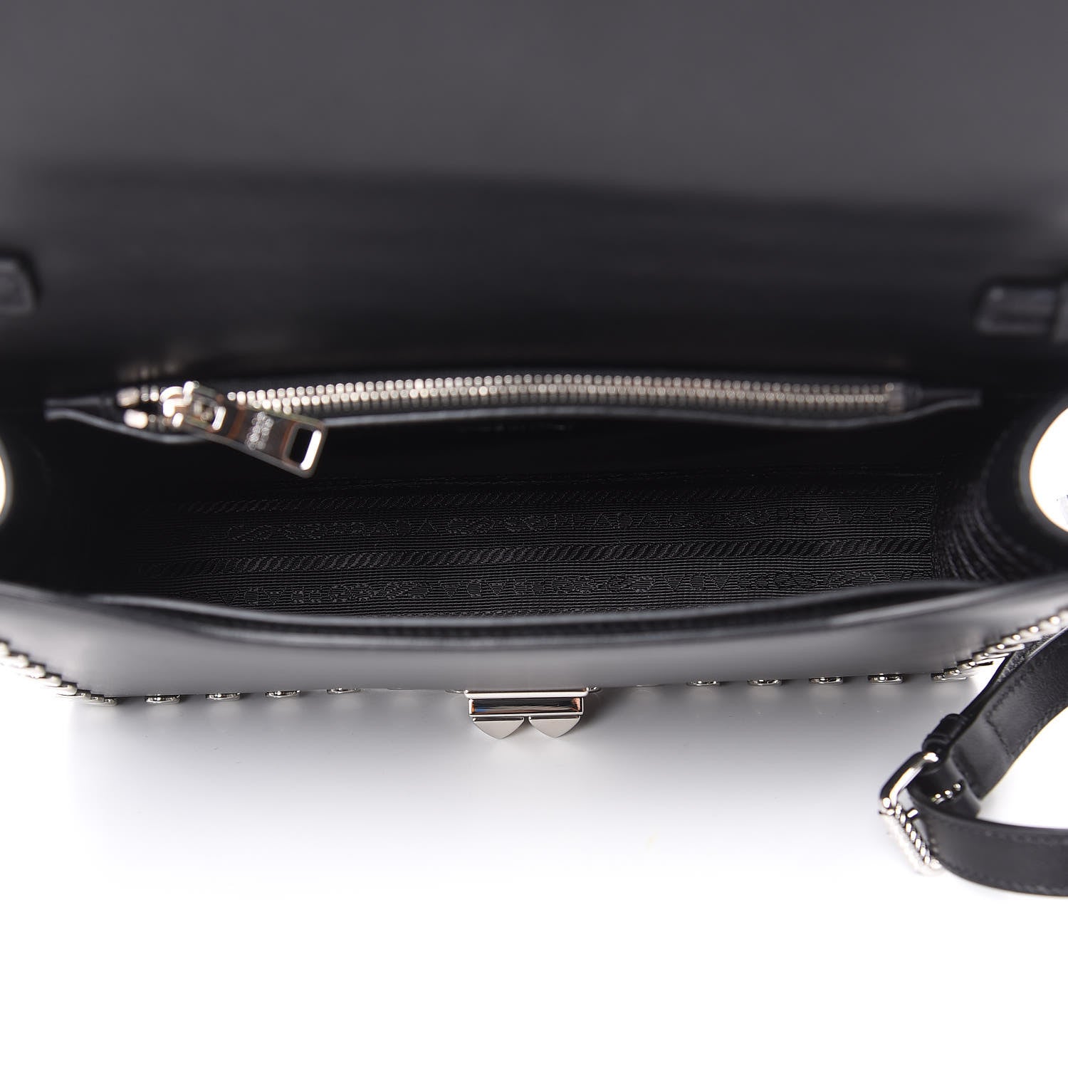 Prada City Calfskin Orchid Print Studded Elektra Shoulder Bag Fuoco Black 5 of 9