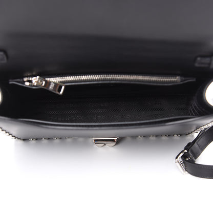 Prada City Calfskin Orchid Print Studded Elektra Shoulder Bag Fuoco Black 5 of 9