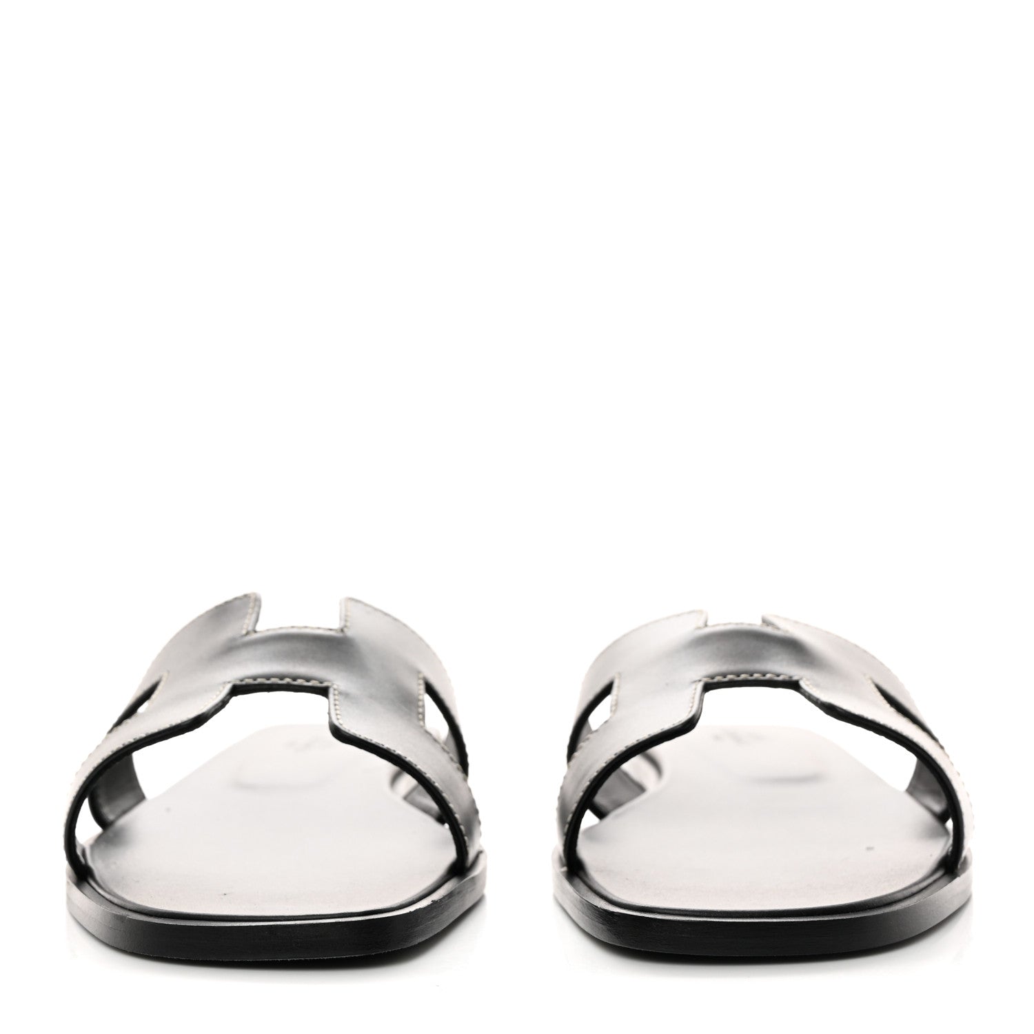 Hermes Box Calfskin Oran Sandals 38.5 Black 2 of 8