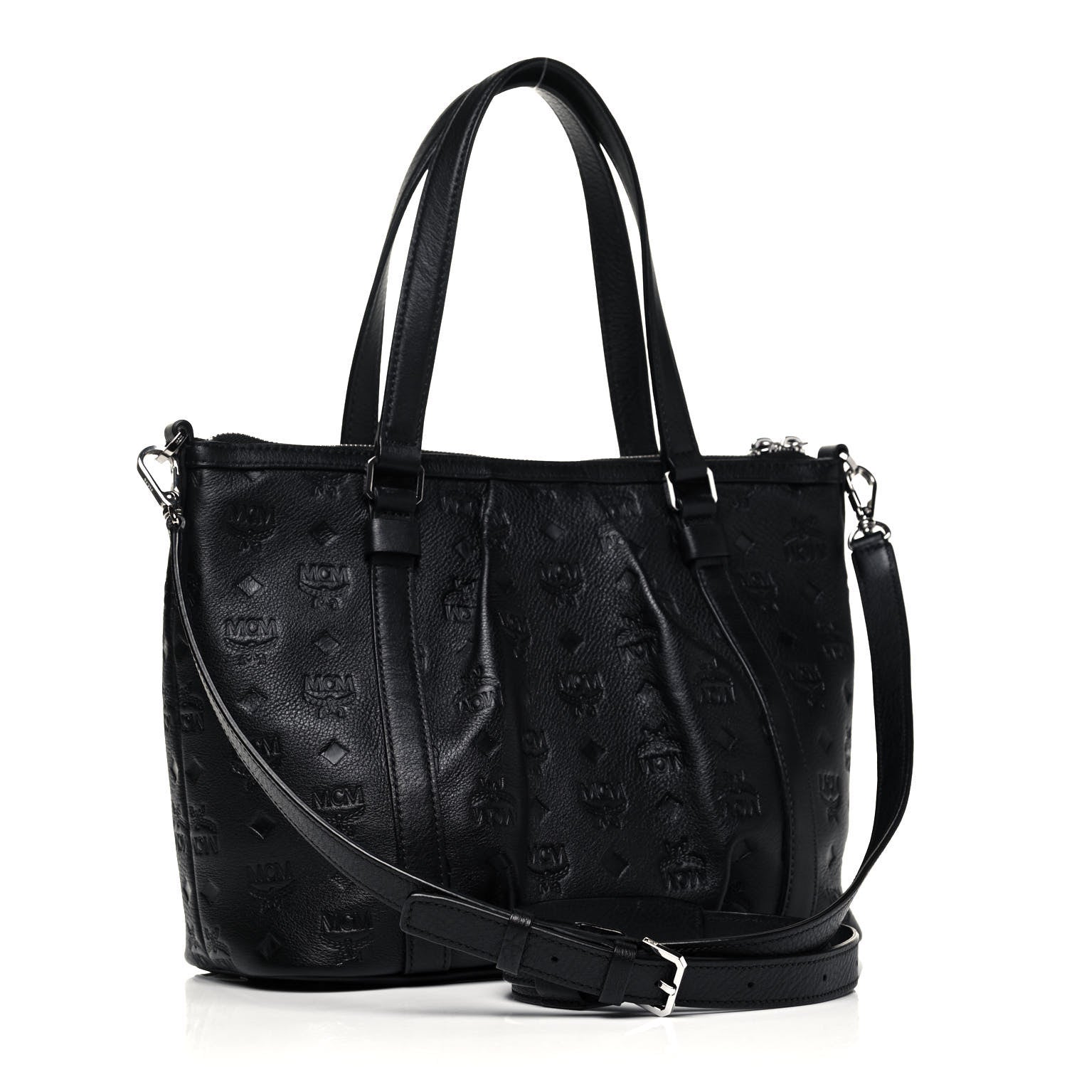 MCM Calfskin Ottomar Monogram Tote Black 3 of 9