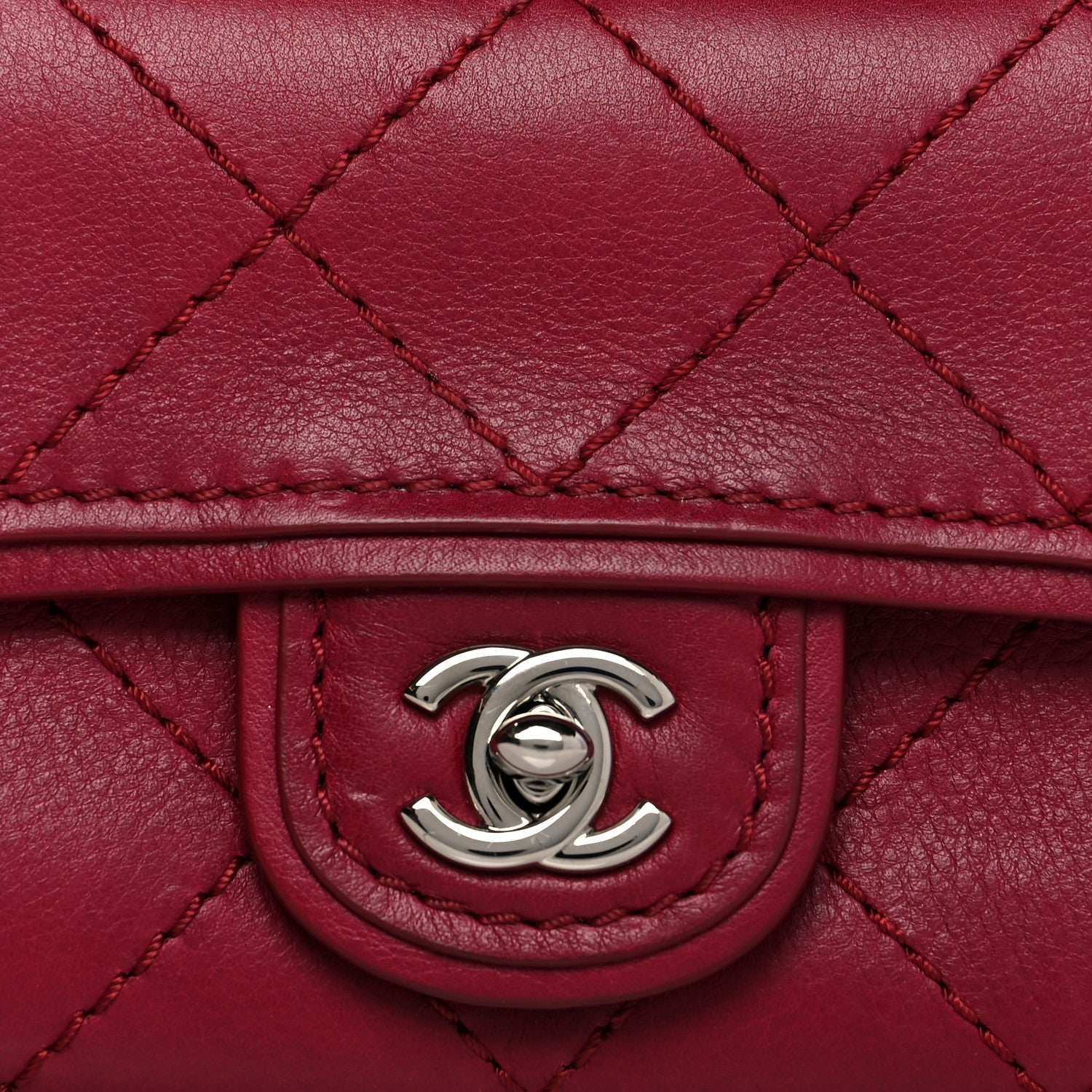 Chanel Calfskin Stitched Clutch Flap Red 7 of 13