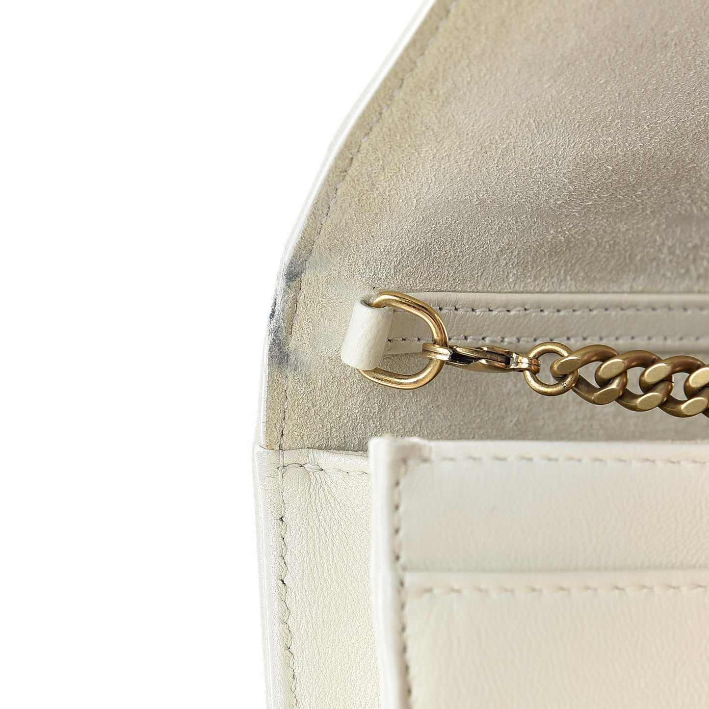 Calfskin Studded Diorama Wallet on Chain Pouch Off White