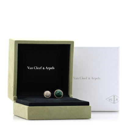 Van Cleef & Arpels 18K Yellow Gold Diamond Malachite Perlee Couleurs Between The Finger Ring 52 6 5 of 5