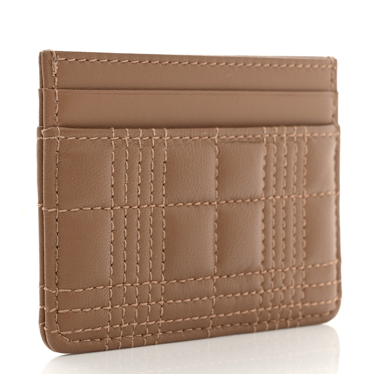 Lambskin Quilted Small Lola Card Holder Camel