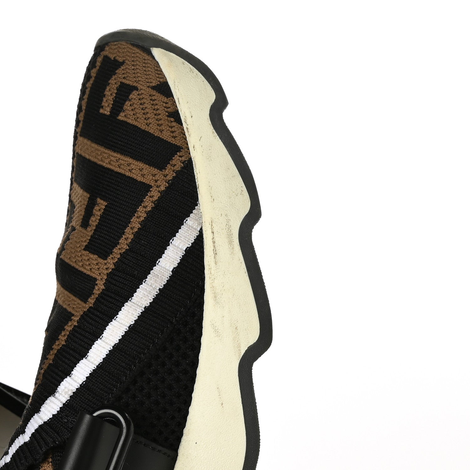 Fendi Stretch Yarn FF Stiff Band Rockoko Sneakers 37.5 Black White Tobacco 9 of 9