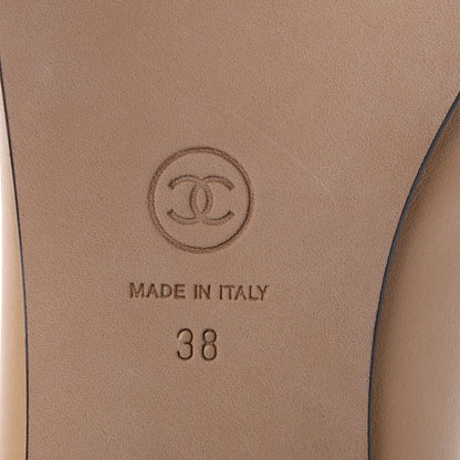 Chanel Lambskin Cap Toe CC Ballerina Flats 38 Beige Black 8 of 9