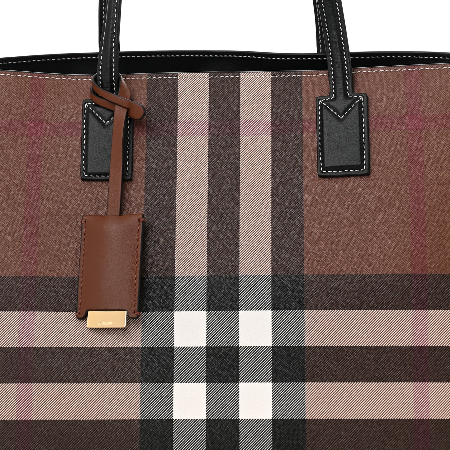 E-Canvas Check Medium Soft TB Tote Dark Birch Brown