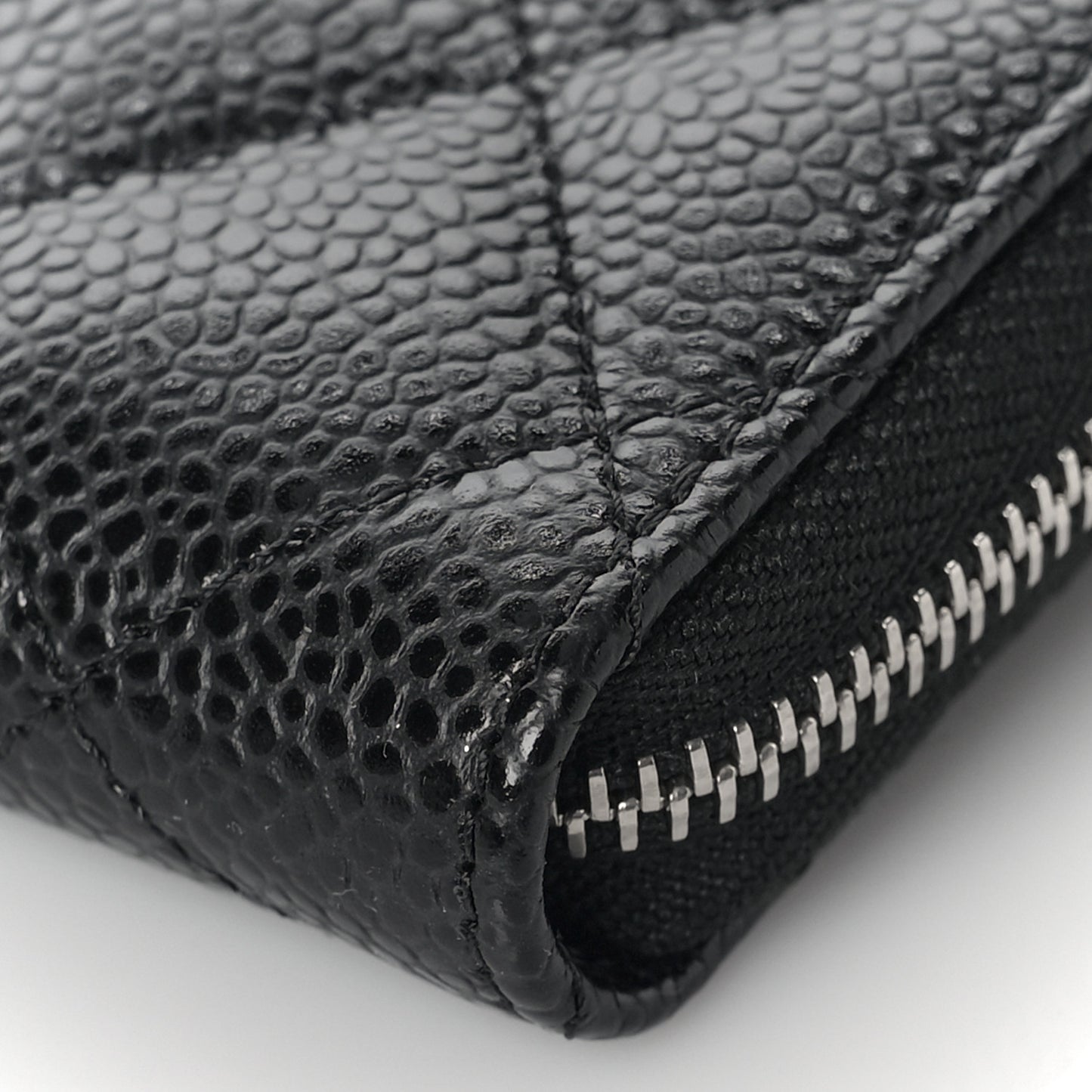 Caviar Quilted Zip Coin Purse Black