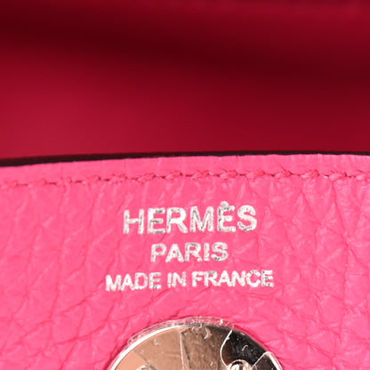Hermes Taurillon Clemence Mini Lindy 20 Rose Shocking 6 of 10