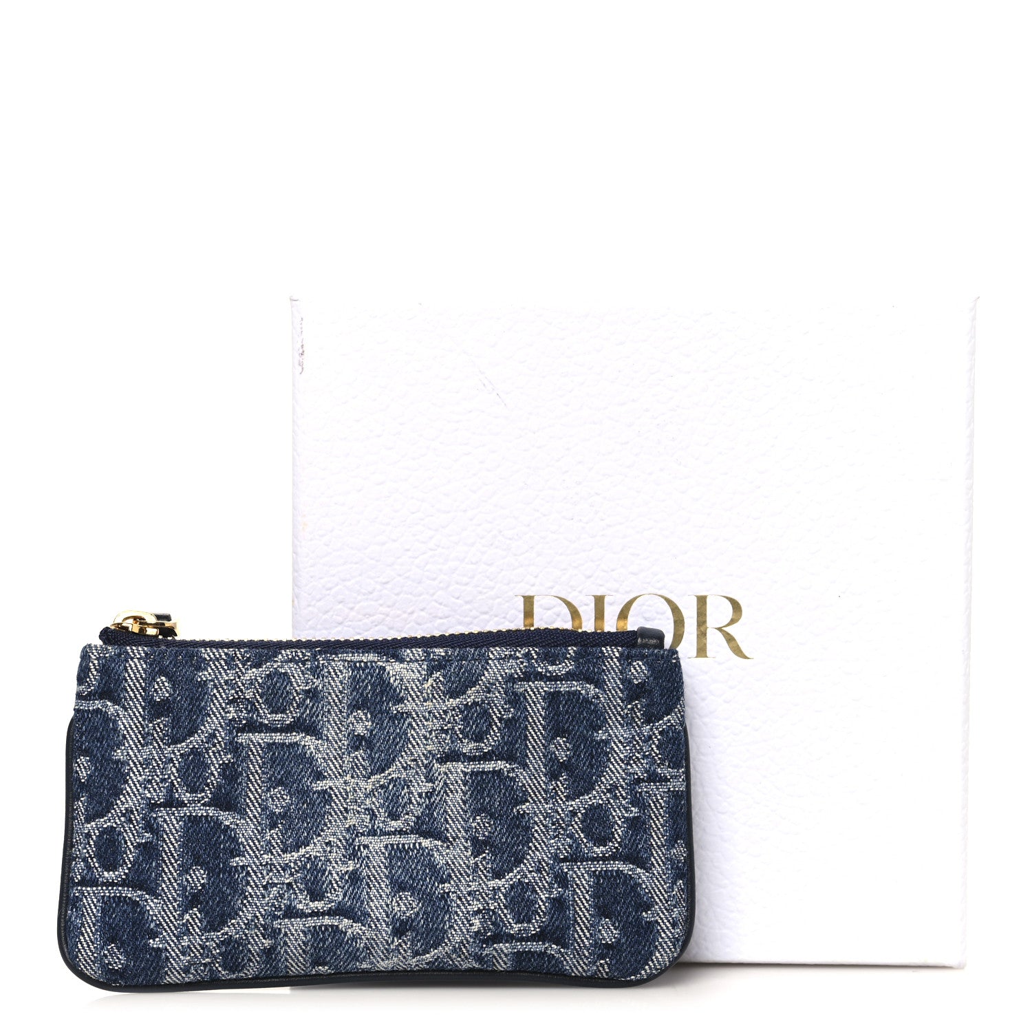 Christian Dior Denim Jacquard Oblique DiorTravel Myrte Zipped Key Case Blue 8 of 8