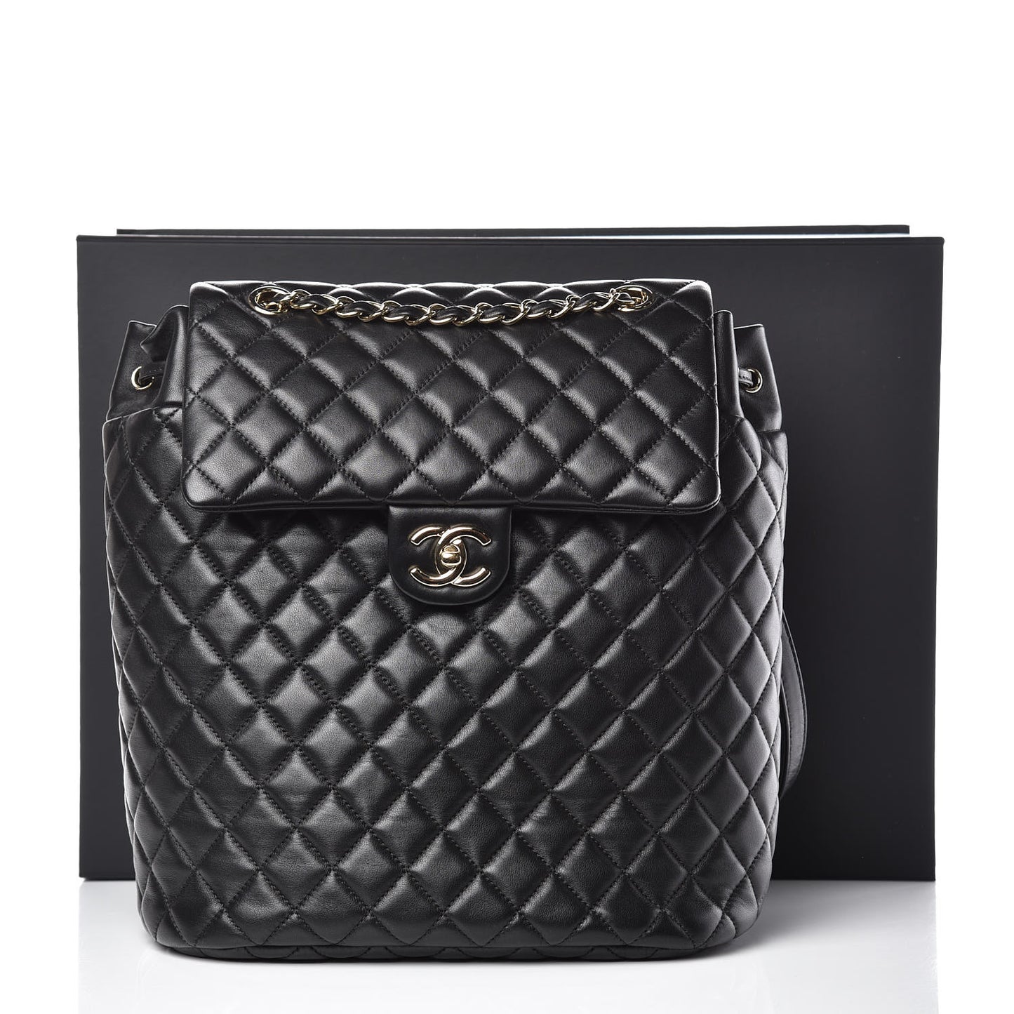 Lambskin Quilted Large Urban Spirit Backpack Black