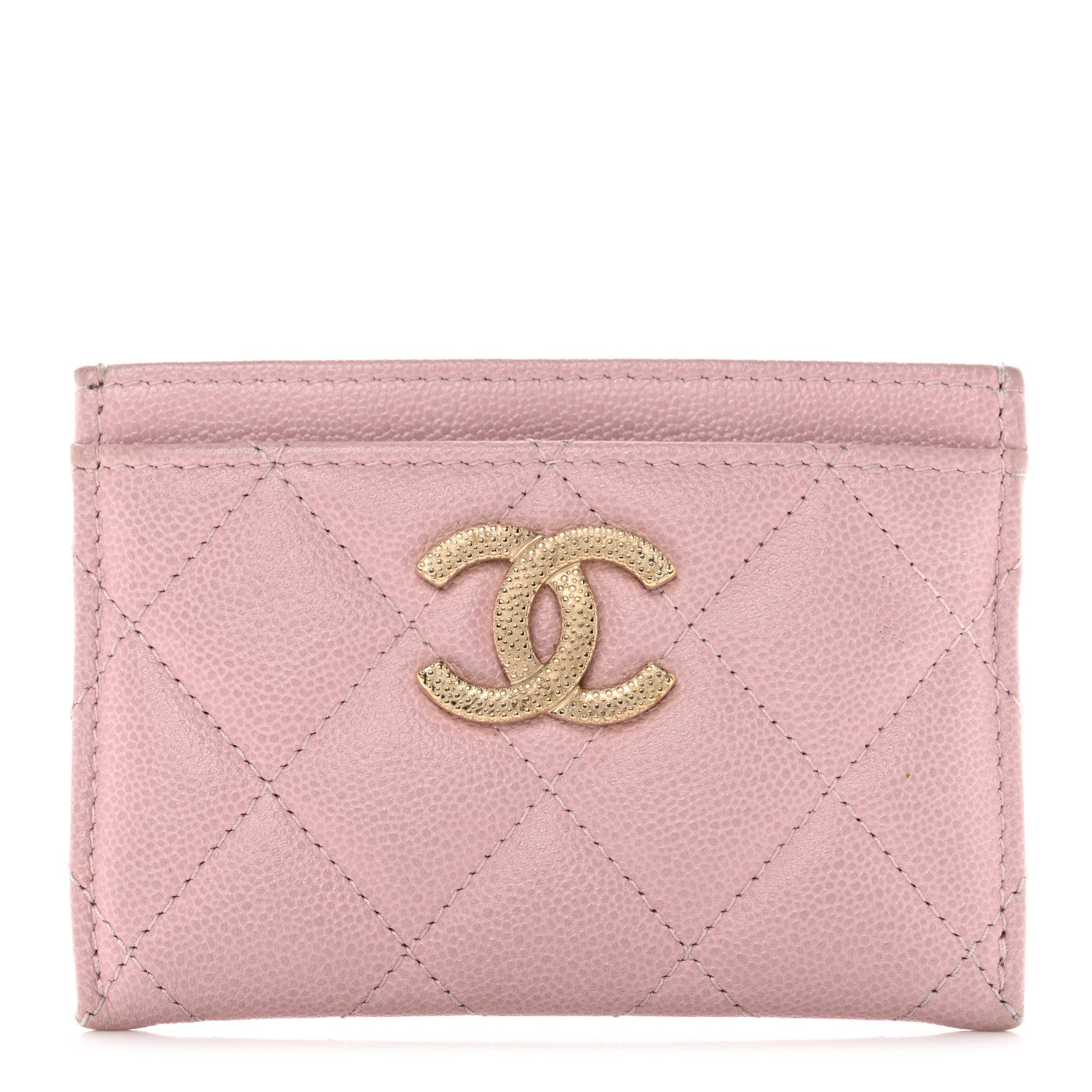 Chanel Caviar Quilted Studded CC Card Holder Light Pink 1 of 8