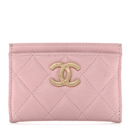 Chanel Caviar Quilted Studded CC Card Holder Light Pink 1 of 8