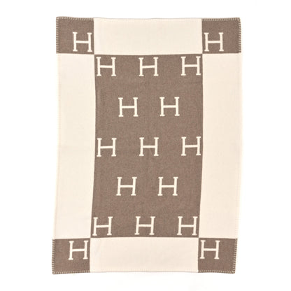 Hermes Wool Cashmere Avalon Baby Blanket Noisette Moyen White 3 of 5