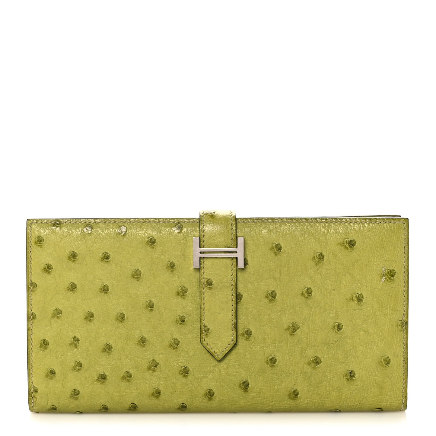 Ostrich Bearn Gusset Wallet Vert Anis