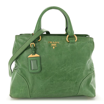 Prada Vitello Shine Shopping Satchel Green 1 of 14