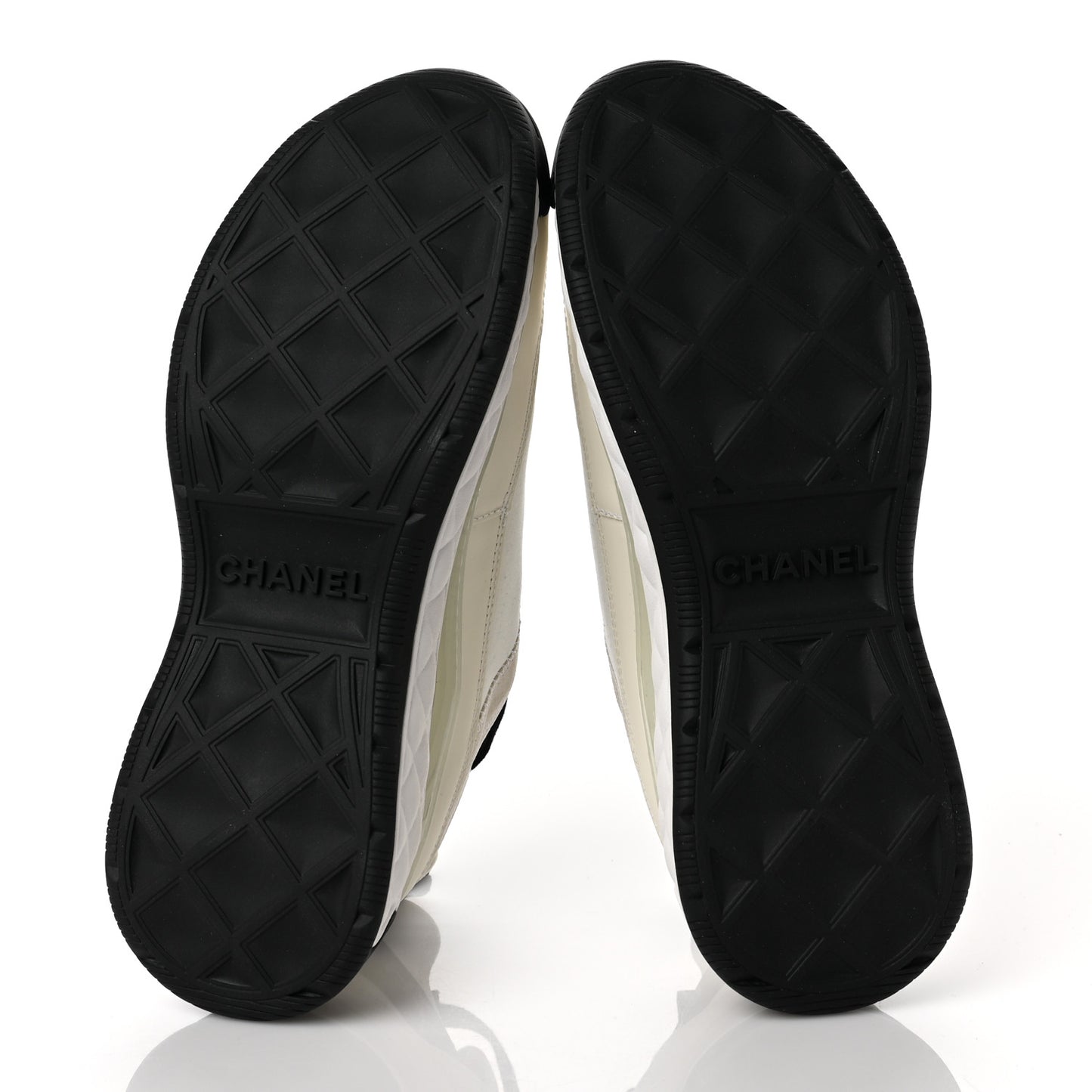 Velvet Calfskin Mixed Fibers CC Sneakers 39 Ivory Black