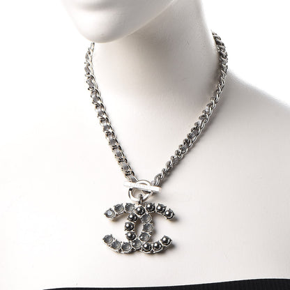 Chanel Crystal Pearl Short CC Necklace Silver Ruthenium 2 of 7
