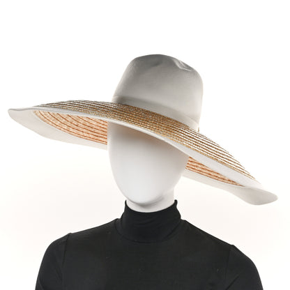 Gucci Straw Felt Wide Brim Hat S Beige White 2 of 10