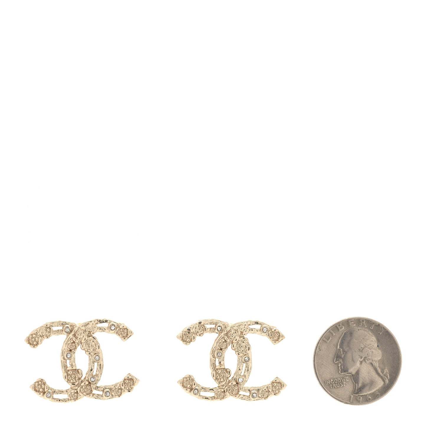 Crystal CC Camellia Earrings Gold