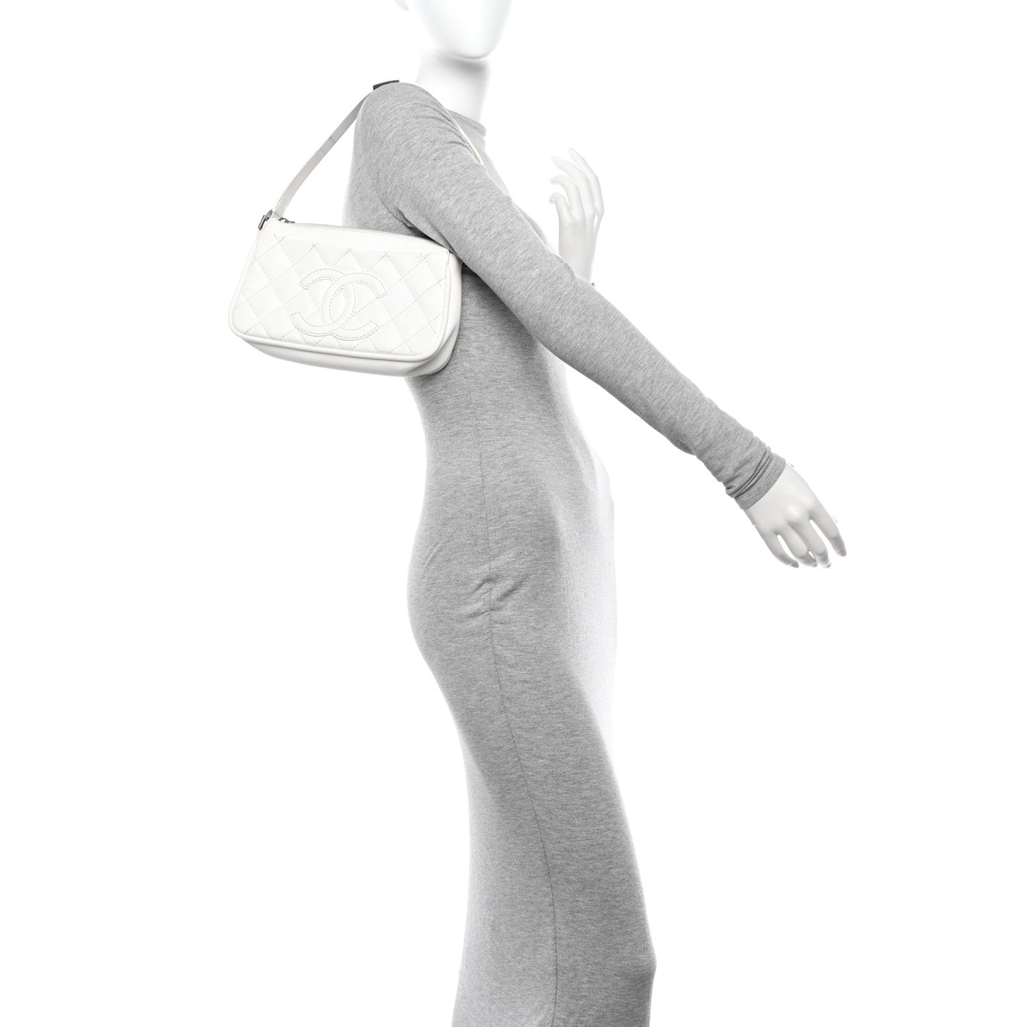 Chanel Caviar Quilted Timeless CC Shoulder Bag White 2 of 22