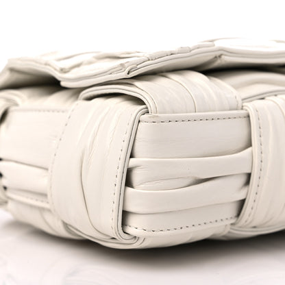 Bottega Veneta Calfskin Intreccio Plisse Cassette Crossbody Bag White 7 of 9