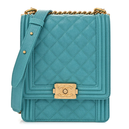 Chanel Caviar Quilted North South Boy Flap Turquoise 1 of 10