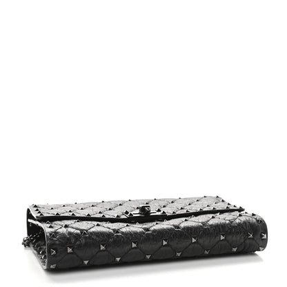 Valentino Garavani Craquele Nappa Rockstud Spike Wallet on Chain Black 4 of 8