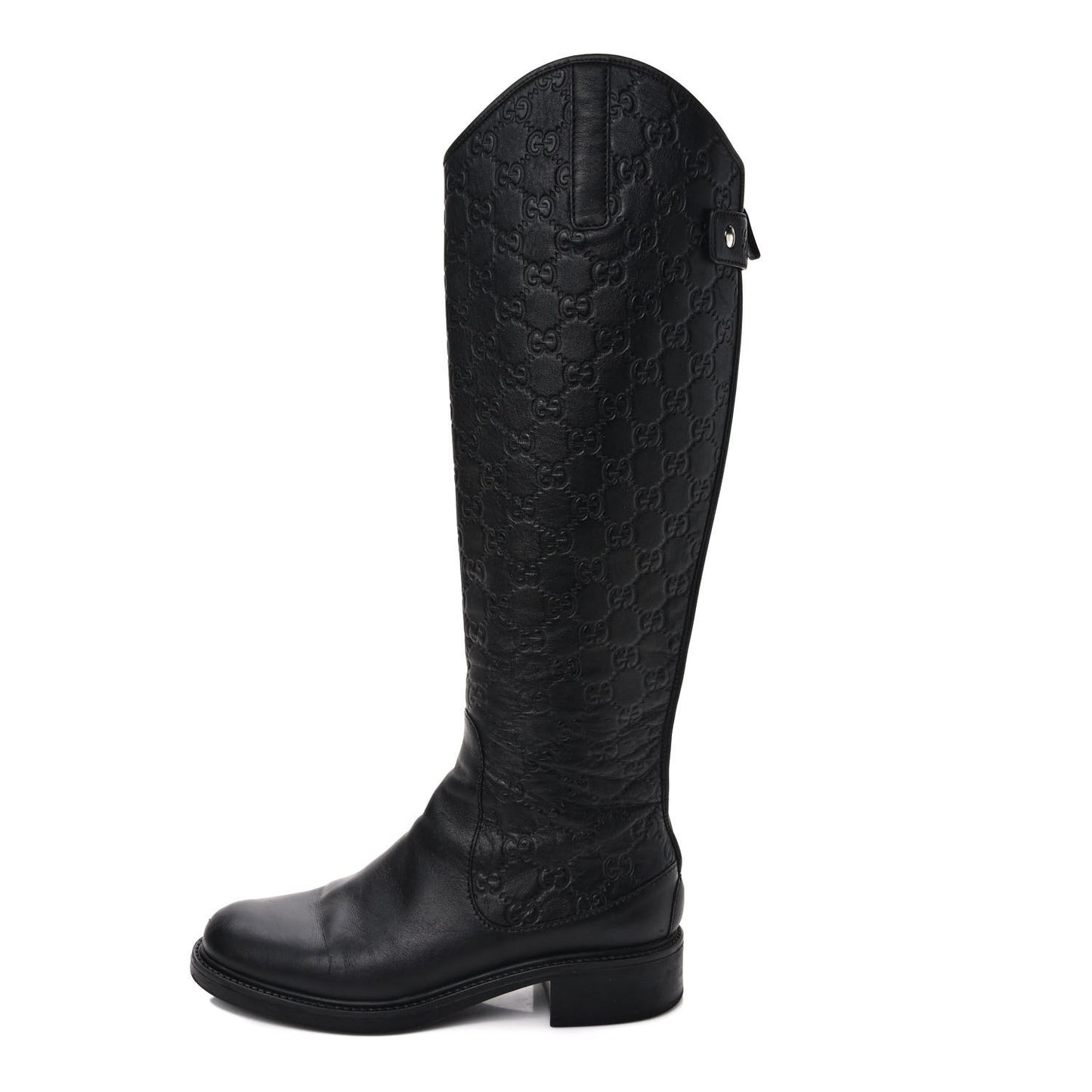 Guccissima Calfskin Miro Soft Knee High Riding Boots 37.5 Black