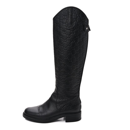Gucci Guccissima Calfskin Miro Soft Knee High Riding Boots 37.5 Black 1 of 8