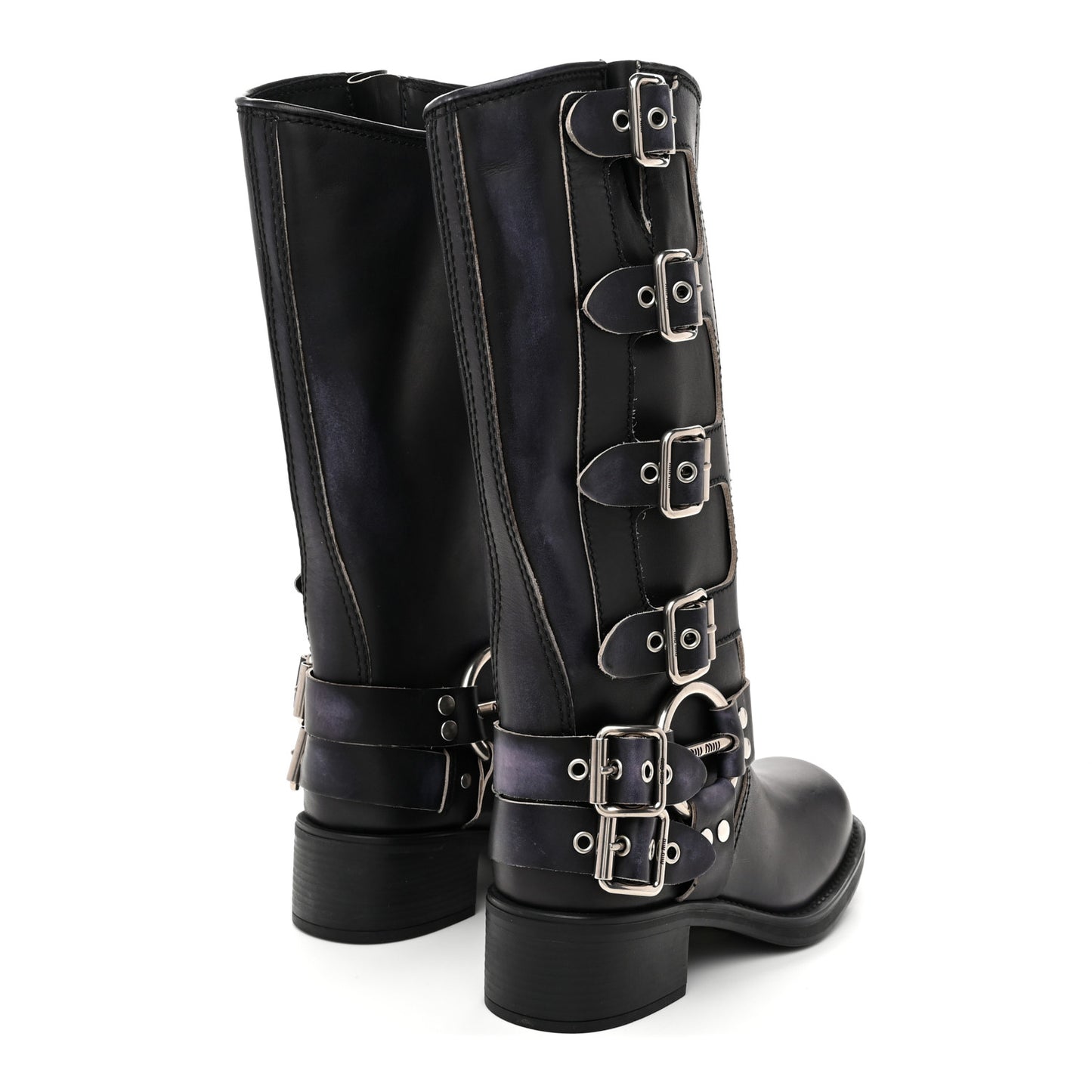 Calfskin Harness Boots 38 Black
