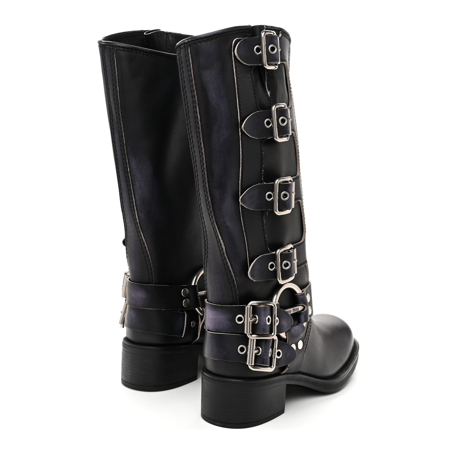 Miu Miu Calfskin Harness Boots 38 Black 5 of 10