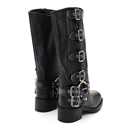 Miu Miu Calfskin Harness Boots 38 Black 5 of 10