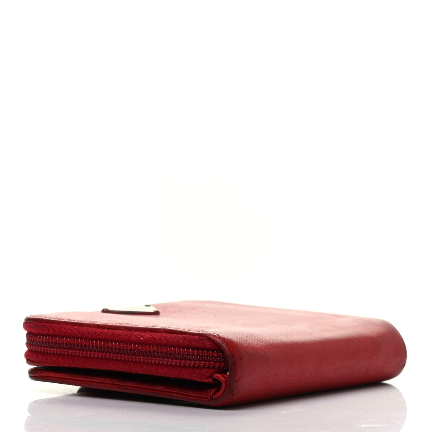 Prada Saffiano Triangle Compact Wallet Red 4 of 11