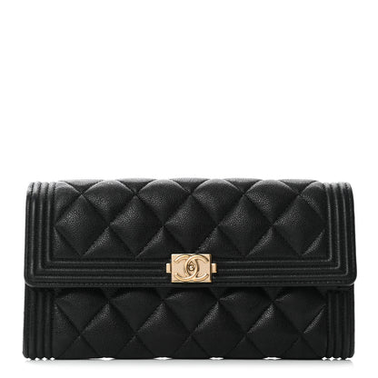 Chanel Caviar Quilted Large Boy Gusset Flap Wallet Black 1 of 10