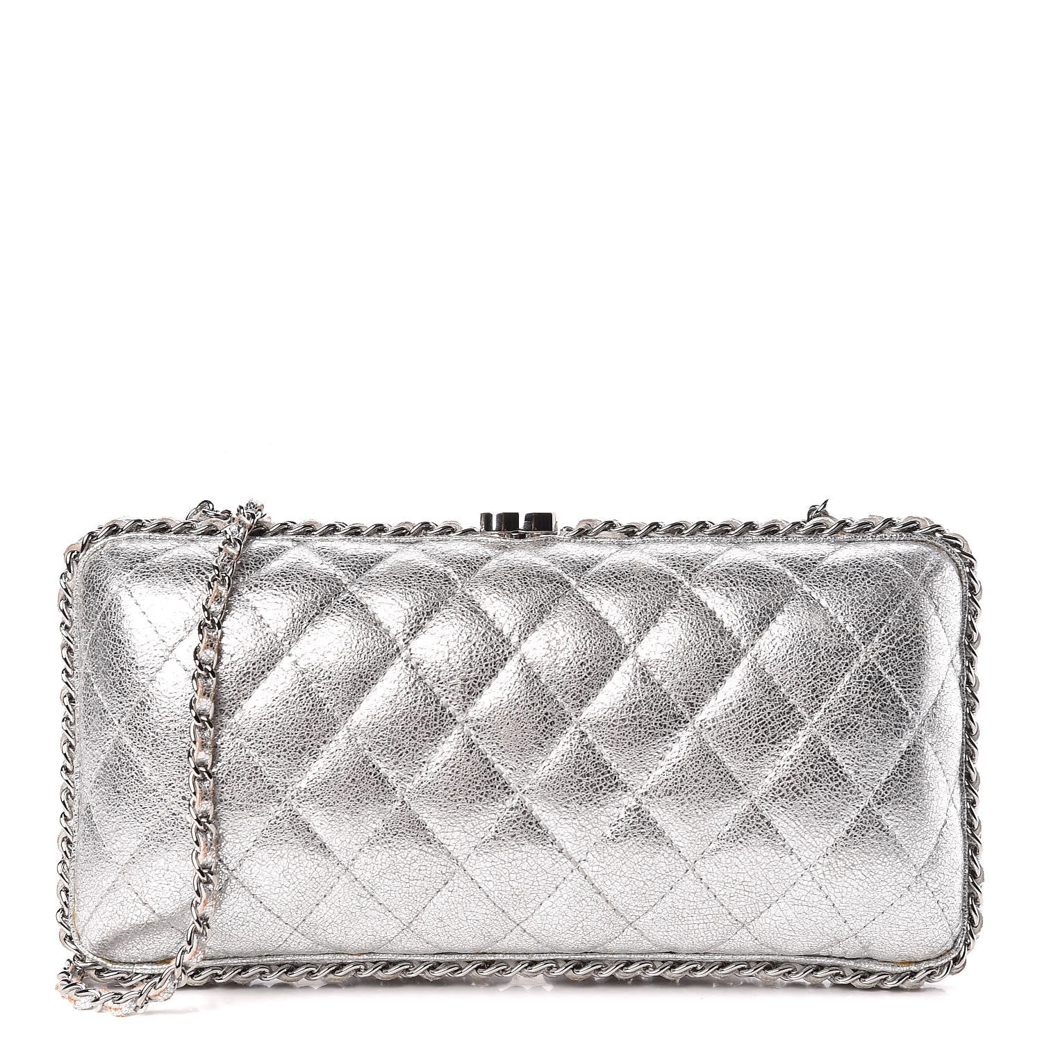 Chanel Metallic Lambskin Small Chain Around Clutch Silver 1 of 15