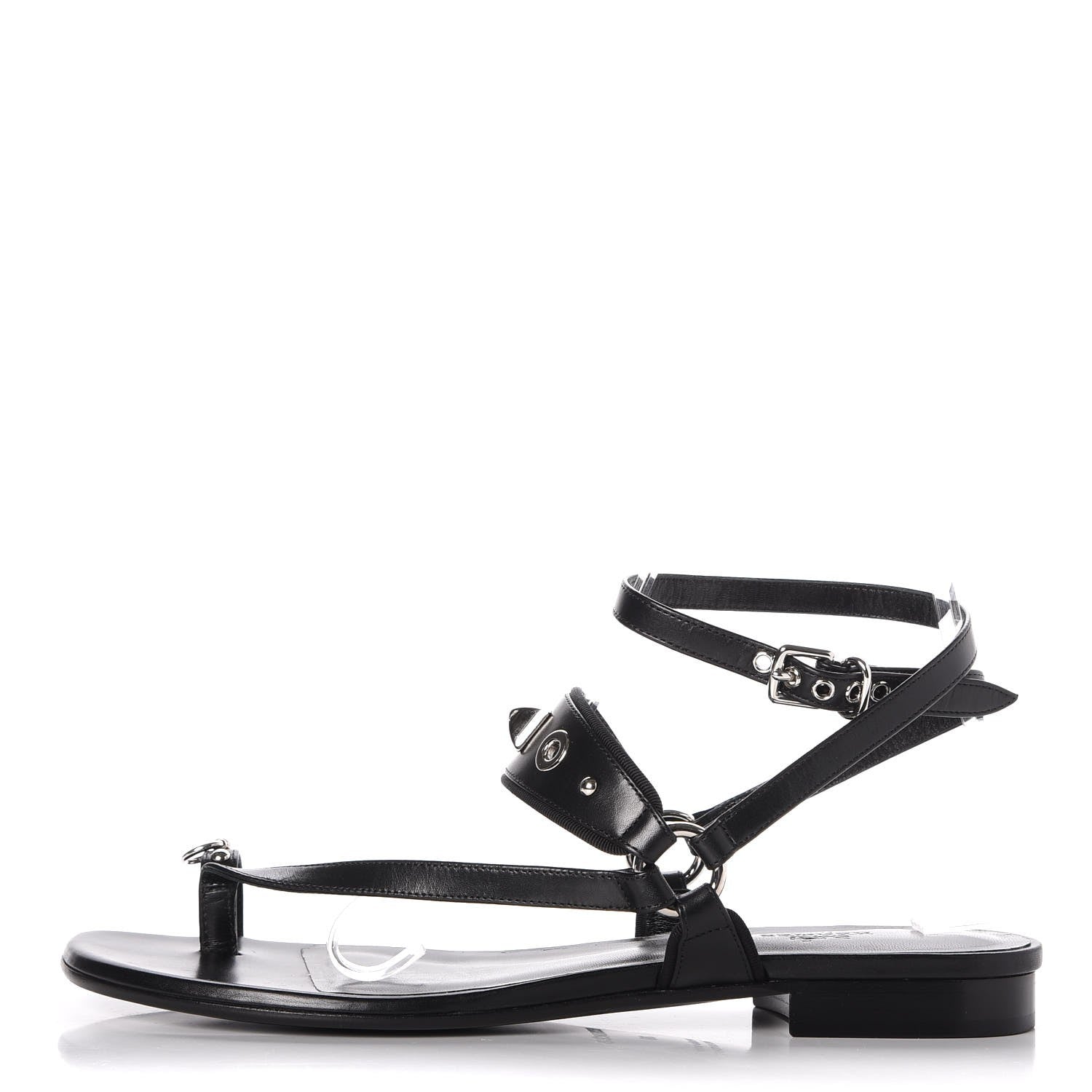Hermes Calfskin Grosgain Obsession Sandals 39 Black 1 of 9