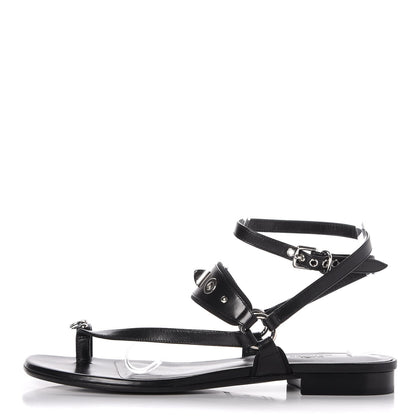 Hermes Calfskin Grosgain Obsession Sandals 39 Black 1 of 9