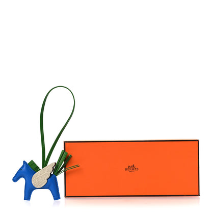 Hermes Milo Lambskin Matte Alligator Touch Grigri Rodeo Pegase Horse Bag Charm PM Bleu Zanzibar Vert Yucca Craie 5 of 5